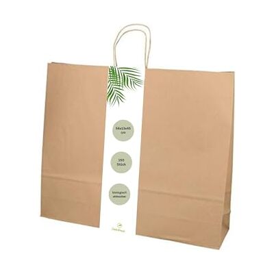 DeinPack 150 Papier Tragetaschen 54 x 13 x 45 cm groß I Umweltschonende Papiertüten Geschenktüten Papiertragetaschen biologisch abbaubar, kompostierbar I braune Papier Tüten DeinPack 150 Papier Tragetaschen 54 x 13 x 45 cm groß I Umweltschonende Papiertüten Geschenktüten Papiertragetaschen biologisch abbaubar, kompostierbar I braune Papier Tüten