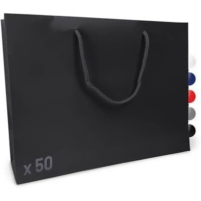 Verpackungswelt Geschenk-Tüten 50 Stück Glänzende Papier-Tüten mit Henkel Geschenk-Tüte 40x12x30 cm Papier-Tüte ideal für Geburtstag, Weihnachten, Einzug & Mitbringsel Schwarz Verpackungswelt Geschenk-Tüten 50 Stück Glänzende Papier-Tüten mit Henkel Geschenk-Tüte 40x12x30 cm Papier-Tüte ideal für Geburtstag, Weihnachten, Einzug & Mitbringsel Schwarz