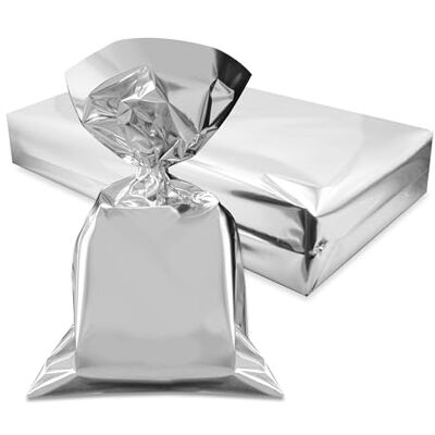 Decoraparty 50 silberfarbene Metallic-Beutel, für Geschenkverpackungen, Weihnachten, Geburtstag, Neujahr, Feier, Gift Bag, silberne Beutel aus Polypropylen, 35 x 50 cm Decoraparty 50 silberfarbene Metallic-Beutel, für Geschenkverpackungen, Weihnachten, Geburtstag, Neujahr, Feier, Gift Bag, silberne Beutel aus Polypropylen, 35 x 50 cm