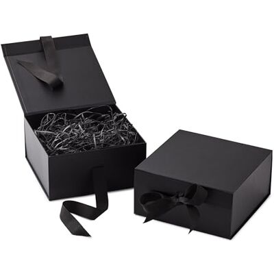 Hallmark 0005EBC1856 Hochzeiten, Trauzeugen-Geschenke, Jahrestage, Valentinstag, Abschlussfeiern, etc Zwei Geschenkboxen mit Deckel und geschreddertem Papierfüller, Papier, Faltbar, Schwarz Hallmark 0005EBC1856 Hochzeiten, Trauzeugen-Geschenke, Jahrestage, Valentinstag, Abschlussfeiern, etc Zwei Geschenkboxen mit Deckel und geschreddertem Papierfüller, Papier, Faltbar, Schwarz