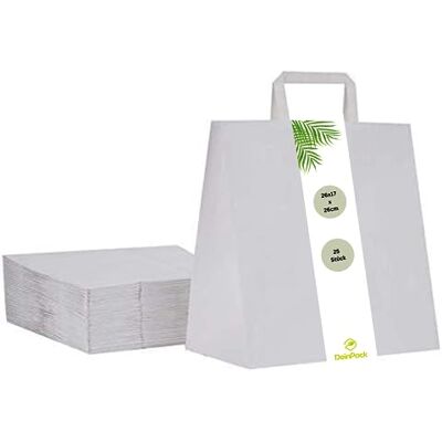 DeinPack 25 Papier Tragetaschen 26 x 17 x 26 cm weiß I Umweltschonende Papiertüten Geschenktüten Papiertragetaschen biologisch abbaubar, kompostierbar I weiß Papier Tüten DeinPack 25 Papier Tragetaschen 26 x 17 x 26 cm weiß I Umweltschonende Papiertüten Geschenktüten Papiertragetaschen biologisch abbaubar, kompostierbar I weiß Papier Tüten