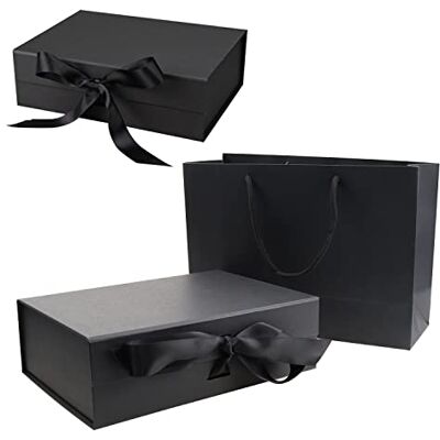 DNGH Geschenkbox mit Deckel Geschenkkarton Magnetische Geschenkverpackung Box Schwarze Geschenkbox mit Schleife Band für Hochzeiten Weihnachten Geburtstage Usw Rechteck Gift Box DNGH Geschenkbox mit Deckel Geschenkkarton Magnetische Geschenkverpackung Box Schwarze Geschenkbox mit Schleife Band für Hochzeiten Weihnachten Geburtstage Usw Rechteck Gift Box
