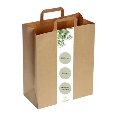 DeinPack 50 Papiertüten 32 x 17 x 44 cm I Umweltschonende Papier Tragetaschen groß Geschenktüten Papiertragetaschen biologisch abbaubar, kompostierbar I braune Papier Tüten DeinPack 50 Papiertüten 32 x 17 x 44 cm I Umweltschonende Papier Tragetaschen groß Geschenktüten Papiertragetaschen biologisch abbaubar, kompostierbar I braune Papier Tüten