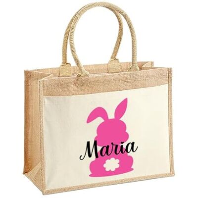 LIEBTASTISCH Ostern Jutetaschen Personalisiert Geschenkverpackung Osternest Osterkorb Hase Osterkorb Geschenktüte Frohe Ostern (Pink, L (42x33x19 cm)) LIEBTASTISCH Ostern Jutetaschen Personalisiert Geschenkverpackung Osternest Osterkorb Hase Osterkorb Geschenktüte Frohe Ostern (Pink, L (42x33x19 cm))