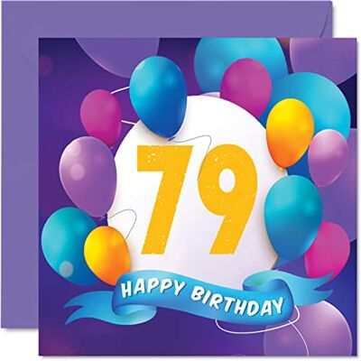 Stuff4 Geburtstagskarte zum 79. Geburtstag für Männer und Frauen Ballon-Party, Happy Birthday Cards für 79 Jahre alt Mann, Frau, Mutter, Vater, Tante, Onkel, Großvater, Oma, Opa Stuff4 Geburtstagskarte zum 79. Geburtstag für Männer und Frauen Ballon-Party, Happy Birthday Cards für 79 Jahre alt Mann, Frau, Mutter, Vater, Tante, Onkel, Großvater, Oma, Opa