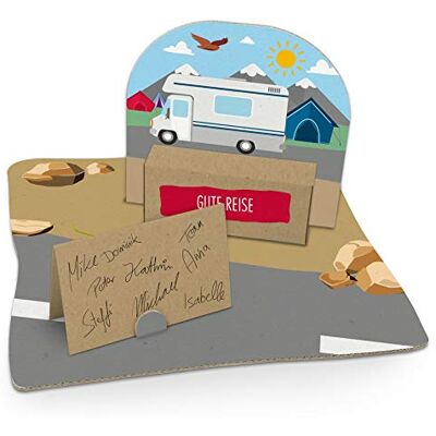 itenga Geldgeschenk Verpackung Camping Wohnmobil mit Zelten Gastgeschenk Verpackung Reisekasse mit Bodenplatte, Geschenkkarte und Stickerbogen itenga Geldgeschenk Verpackung Camping Wohnmobil mit Zelten Gastgeschenk Verpackung Reisekasse mit Bodenplatte, Geschenkkarte und Stickerbogen