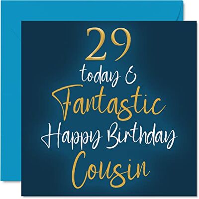 Stuff4 Fantastische Geburtstagskarte zum 29. Geburtstag für Cousin – 29 Today & Fantastic – Happy Birthday Karte für Cousin von Verwandten, 145 mm Grußkarten Geschenk Stuff4 Fantastische Geburtstagskarte zum 29. Geburtstag für Cousin – 29 Today & Fantastic – Happy Birthday Karte für Cousin von Verwandten, 145 mm Grußkarten Geschenk