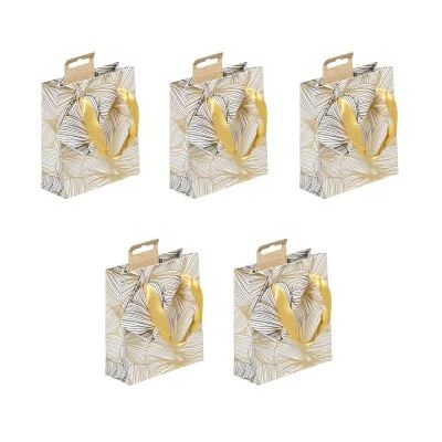 Clairefontaine 212847Cpack Packung 5 Geschenktasche Tüte , Format S (12x4,5x13,5cm), Kollektion Trésor, 170g, Blumen Gold Weiß, Geeignet für Parfum und kleine Geschenke, 1 Pack Clairefontaine 212847Cpack Packung 5 Geschenktasche Tüte , Format S (12x4,5x13,5cm), Kollektion Trésor, 170g, Blumen Gold Weiß, Geeignet für Parfum und kleine Geschenke, 1 Pack