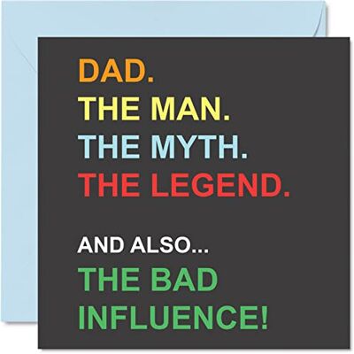 Stuff4 Lustige Vatertagskarten für Papa – Mann Myth Legend Bad Influence – Witz Happy Birthday Karte für Vater von Sohn Tochter, Banter Geschenke, 145 mm x 145 mm Vatergrußkarten Geschenk für Papa Stuff4 Lustige Vatertagskarten für Papa – Mann Myth Legend Bad Influence – Witz Happy Birthday Karte für Vater von Sohn Tochter, Banter Geschenke, 145 mm x 145 mm Vatergrußkarten Geschenk für Papa