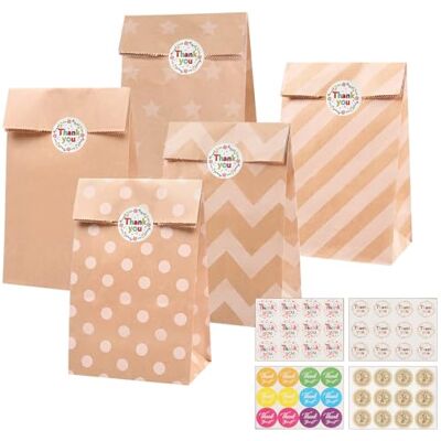 Woobroo 40 Stück Geschenktüten, Kraftpapier, Tüte aus Papier, Bonbons, Geschenktüte, mit 48 Aufklebern für Geburtstag, Hochzeit, Weihnachten, Halloween, Thanksgiving, Braun Woobroo 40 Stück Geschenktüten, Kraftpapier, Tüte aus Papier, Bonbons, Geschenktüte, mit 48 Aufklebern für Geburtstag, Hochzeit, Weihnachten, Halloween, Thanksgiving, Braun