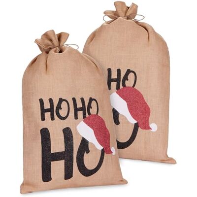 BRUBAKER Weihnachtssack Ho Ho Ho 80 cm Geschenksack Weihnachten Nikolaussack Jutebeutel Sack mit Kordel zum Verpacken von Geschenken Jutesack groß 2 Stück BRUBAKER Weihnachtssack Ho Ho Ho 80 cm Geschenksack Weihnachten Nikolaussack Jutebeutel Sack mit Kordel zum Verpacken von Geschenken Jutesack groß 2 Stück