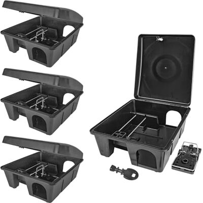 Petigi Auswahl Köderstation Ratten Mäuse Köderbox Schlagfalle Garten Mausfalle Rattenköderbox Box Rattenfalle Rattenköderstation Kinder- Haustiersicher Koederbox Gift , Anzahl:4 Petigi Auswahl Köderstation Ratten Mäuse Köderbox Schlagfalle Garten Mausfalle Rattenköderbox Box Rattenfalle Rattenköderstation Kinder- Haustiersicher Koederbox Gift , Anzahl:4