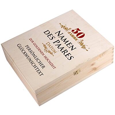 Herz & Heim ® Geschenkverpackung für 3 Flaschen Wein mit pers. Druck zur goldenen Hochzeit Herz & Heim ® Geschenkverpackung für 3 Flaschen Wein mit pers. Druck zur goldenen Hochzeit