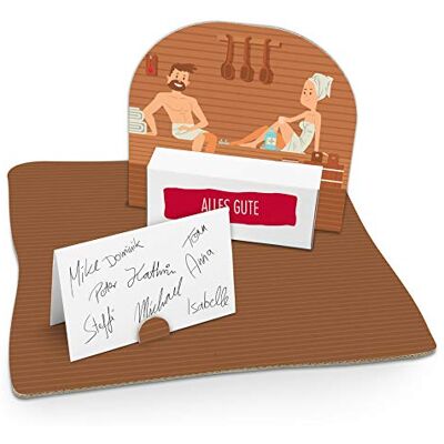 itenga Geldgeschenk I Motiv Saunabesuch I Geburtstag I Mitbringsel I Gutschein für Sauna I Geschenkverpackung mit Bodenplatte, Geschenkkarte und Stickerbogen zum Basteln und Dekorieren itenga Geldgeschenk I Motiv Saunabesuch I Geburtstag I Mitbringsel I Gutschein für Sauna I Geschenkverpackung mit Bodenplatte, Geschenkkarte und Stickerbogen zum Basteln und Dekorieren