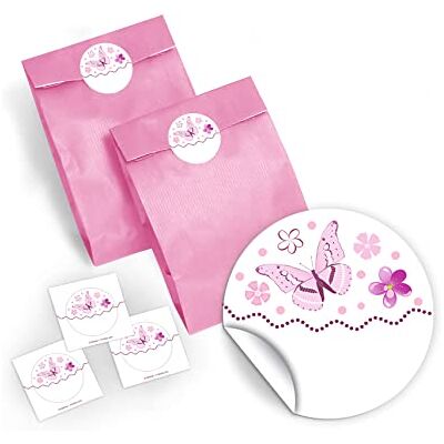 JuNa-Experten 24 Geschenktüten/Hellrosa + 24 Aufkleber Schmetterlinge für Mitgebsel Gastgeschenk beim Geburtstag Kindergeburtstag Mädchen Taufe Hochzeit JuNa-Experten 24 Geschenktüten/Hellrosa + 24 Aufkleber Schmetterlinge für Mitgebsel Gastgeschenk beim Geburtstag Kindergeburtstag Mädchen Taufe Hochzeit