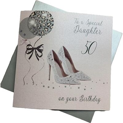 White Cotton Cards X50D Glitter Ball groß & Schuhe, 50 to a Special Daughter On Your Birthday, 50. Geburtstag White Cotton Cards X50D Glitter Ball groß & Schuhe, 50 to a Special Daughter On Your Birthday, 50. Geburtstag