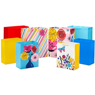 Hallmark 0005EGB7428 Vase, Wildblumen, abstrakten Geschenktüten für Mütter, Schwestern, Töchter, Tanten, Großmütter, 8 Stück, Papier, Blumen, Schmetterling, Streifen Hallmark 0005EGB7428 Vase, Wildblumen, abstrakten Geschenktüten für Mütter, Schwestern, Töchter, Tanten, Großmütter, 8 Stück, Papier, Blumen, Schmetterling, Streifen