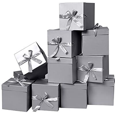 GP Geschenkbox mit Deckel und Band, 12 Stück, silber, 15 x 15 x 15 cm Geeignet für Geschenke,Geburtstage,Jubiläen,Weihnachten, Hochzeiten,Valentinstag,Feiertage und Neujahrsgeschenkboxen GP Geschenkbox mit Deckel und Band, 12 Stück, silber, 15 x 15 x 15 cm Geeignet für Geschenke,Geburtstage,Jubiläen,Weihnachten, Hochzeiten,Valentinstag,Feiertage und Neujahrsgeschenkboxen