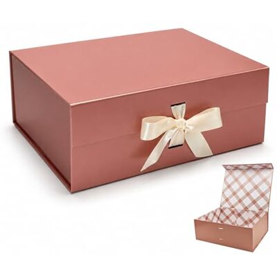 Tekhoho Roségold Große Geschenkbox 33.5x27x12.5cm, Premium Geschenkbox mit Magnetdeckel und Schleife für Feiertage Hochzeit Geburtstag Geschenkverpackungen, kariertes Innenfutter Tekhoho Roségold Große Geschenkbox 33.5x27x12.5cm, Premium Geschenkbox mit Magnetdeckel und Schleife für Feiertage Hochzeit Geburtstag Geschenkverpackungen, kariertes Innenfutter