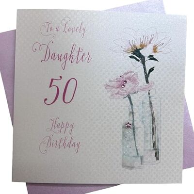White Cotton Cards BD 62-127.00 Dandelion cm, Happy Birthday to a Lovely Daughter 127.00 cm, zum 50. Geburtstag, handgemacht, Weiß White Cotton Cards BD 62-127.00 Dandelion cm, Happy Birthday to a Lovely Daughter 127.00 cm, zum 50. Geburtstag, handgemacht, Weiß
