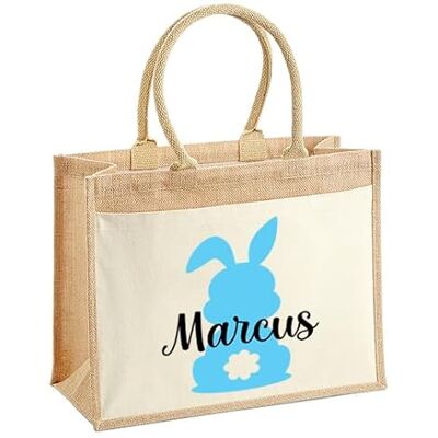 LIEBTASTISCH Ostern Jutetaschen Personalisiert Geschenkverpackung Osternest Osterkorb Hase Osterkorb Geschenktüte Frohe Ostern (Blau, L (42x33x19 cm)) LIEBTASTISCH Ostern Jutetaschen Personalisiert Geschenkverpackung Osternest Osterkorb Hase Osterkorb Geschenktüte Frohe Ostern (Blau, L (42x33x19 cm))