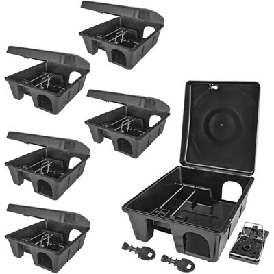 Petigi 6X Köderstation Ratten Mäuse Köderbox Schlagfalle Garten Mausfalle Rattenköderbox Box Rattenfalle Rattenköderstation Kinder- Haustiersicher Koederbox Gift Petigi 6X Köderstation Ratten Mäuse Köderbox Schlagfalle Garten Mausfalle Rattenköderbox Box Rattenfalle Rattenköderstation Kinder- Haustiersicher Koederbox Gift