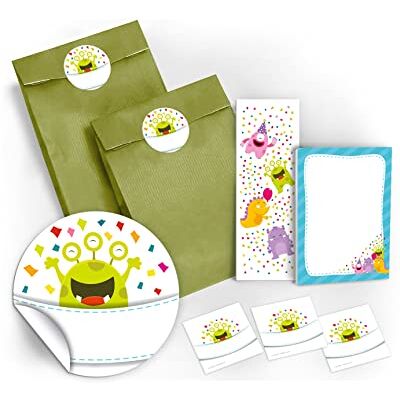 JuNa-Experten 12 Geschenktüten / grün + 12 Aufkleber + 12 Lesezeichen + 12 Mini-Notizblöcke "lustige Monster" / Mitgebsel Gastgeschenk für Kinder Jungen Mädchen beim Kindergeburtstag Geburtstag Hochzeit Taufe JuNa-Experten 12 Geschenktüten / grün + 12 Aufkleber + 12 Lesezeichen + 12 Mini-Notizblöcke "lustige Monster" / Mitgebsel Gastgeschenk für Kinder Jungen Mädchen beim Kindergeburtstag Geburtstag Hochzeit Taufe