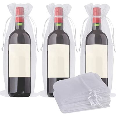 VIKSAUN 20 Stück Wein Beutel Organza, Geschenktüte mit Kordelzug, Weinflasche Geschenkbeutel für Champagner Hochzeit Weihnachten Party (Weiß) VIKSAUN 20 Stück Wein Beutel Organza, Geschenktüte mit Kordelzug, Weinflasche Geschenkbeutel für Champagner Hochzeit Weihnachten Party (Weiß)