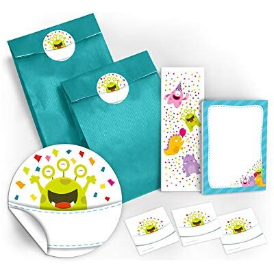 JuNa-Experten 12 Geschenktüten / blau + 12 Aufkleber + 12 Lesezeichen + 12 Mini-Notizblöcke "lustige Monster" / Mitgebsel Gastgeschenk für Kinder Jungen Mädchen beim Kindergeburtstag Geburtstag Hochzeit Taufe JuNa-Experten 12 Geschenktüten / blau + 12 Aufkleber + 12 Lesezeichen + 12 Mini-Notizblöcke "lustige Monster" / Mitgebsel Gastgeschenk für Kinder Jungen Mädchen beim Kindergeburtstag Geburtstag Hochzeit Taufe