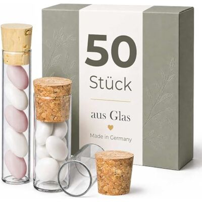 Tuuters 50 Stück Reagenzgläser mit Korken, Glasröhrchen für Gastgeschenke 60x30mm Reagenzglas mit Presskorken für Hochzeitsmandeln, Gewürze oder Badesalz als Geschenk zu Taufe, Hochzeit oder Kommunion Tuuters 50 Stück Reagenzgläser mit Korken, Glasröhrchen für Gastgeschenke 60x30mm Reagenzglas mit Presskorken für Hochzeitsmandeln, Gewürze oder Badesalz als Geschenk zu Taufe, Hochzeit oder Kommunion