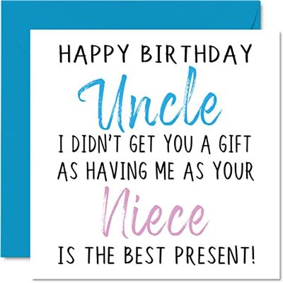Stuff4 Lustige Geburtstagskarten für Onkel von Nichte Happy Birthday Onkel No Gift, Geburtstagskarte von Nichte, Onkel unhöfliche Banter Geburtstagsgeschenke Stuff4 Lustige Geburtstagskarten für Onkel von Nichte Happy Birthday Onkel No Gift, Geburtstagskarte von Nichte, Onkel unhöfliche Banter Geburtstagsgeschenke