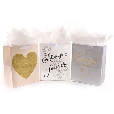 Hallmark 5EGB6059 Hochzeit Geschenkbeutel, Papier, Rosa, Gold Hallmark 5EGB6059 Hochzeit Geschenkbeutel, Papier, Rosa, Gold