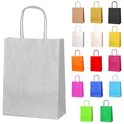 Thepaperbagstore 10 Silberne kleine Papiertüten mit Henkle 18 x 22 x 8 cm Farbige, recycelbare Kraftpapiertüten für Süßigkeiten, Geschenke, Hochzeiten, Partys & Events. Thepaperbagstore 10 Silberne kleine Papiertüten mit Henkle 18 x 22 x 8 cm Farbige, recycelbare Kraftpapiertüten für Süßigkeiten, Geschenke, Hochzeiten, Partys & Events.