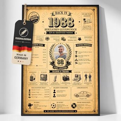 Gentle North Personalisierbare Geburtstagskarte mit Name, Foto & Jahrgang – Karte zum 38. Geburtstag für Frau & Mann – individuelle Glückwunschkarte zum Jubiläum als Geschenk für Mama Papa Oma Opa Gentle North Personalisierbare Geburtstagskarte mit Name, Foto & Jahrgang – Karte zum 38. Geburtstag für Frau & Mann – individuelle Glückwunschkarte zum Jubiläum als Geschenk für Mama Papa Oma Opa