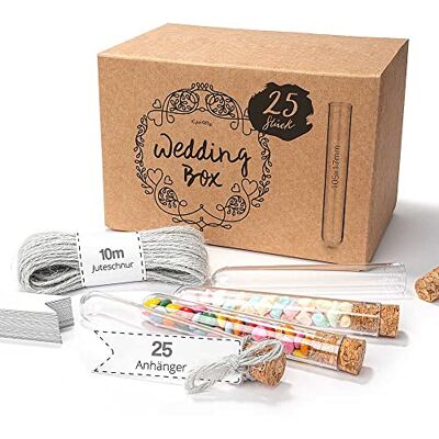Tuuters 25x Kunststoff Reagenzglas mit Korken und Etiketten Set (105x17mm) Mit Juteschnur, Anhänger zum Beschriften als Geschenk, Gastgeschenk, Give-Away für Hochzeit, Taufe, Kommunion, Geburtstag Tuuters 25x Kunststoff Reagenzglas mit Korken und Etiketten Set (105x17mm) Mit Juteschnur, Anhänger zum Beschriften als Geschenk, Gastgeschenk, Give-Away für Hochzeit, Taufe, Kommunion, Geburtstag