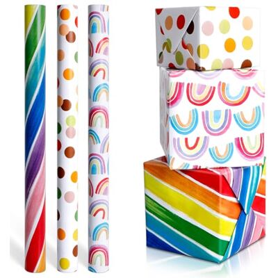 AiQInu 3 Rolle Geschenkpapier 43x300cm, Geschenkpapier Set, Geschenkverpackung für Weihnachten, Geburtstage, Partys, Hochzeiten, Babypartys AiQInu 3 Rolle Geschenkpapier 43x300cm, Geschenkpapier Set, Geschenkverpackung für Weihnachten, Geburtstage, Partys, Hochzeiten, Babypartys