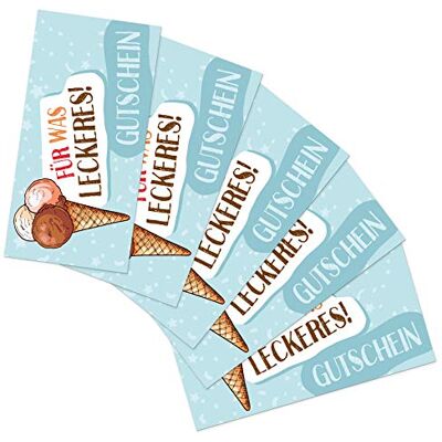 itenga 25x Geschenkgutschein Verpackung I Geschenkkarte I Motiv EIS/Für was Leckeres I Gutschein I 21,0 x 10,5 cm I Postkarte zum Ausfüllen itenga 25x Geschenkgutschein Verpackung I Geschenkkarte I Motiv EIS/Für was Leckeres I Gutschein I 21,0 x 10,5 cm I Postkarte zum Ausfüllen