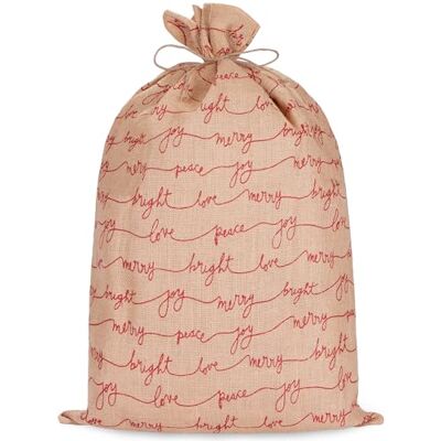 BRUBAKER Weihnachtssack Love Peace Joy 80 cm Geschenksack Weihnachten Nikolaussack Jutebeutel Sack mit Kordel zum Verpacken von Geschenken Großer Jutesack Braun Rot BRUBAKER Weihnachtssack Love Peace Joy 80 cm Geschenksack Weihnachten Nikolaussack Jutebeutel Sack mit Kordel zum Verpacken von Geschenken Großer Jutesack Braun Rot