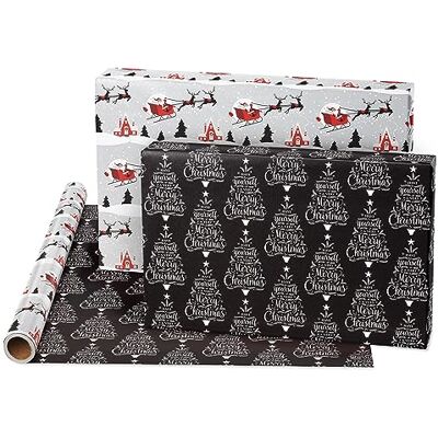 American Greetings Wendbares Geschenkpapier, Weihnachtsmann, Schlitten und Merry Christmas Tree (1 Jumbo-Rolle, 76,2 cm x 21,3 m) American Greetings Wendbares Geschenkpapier, Weihnachtsmann, Schlitten und Merry Christmas Tree (1 Jumbo-Rolle, 76,2 cm x 21,3 m)