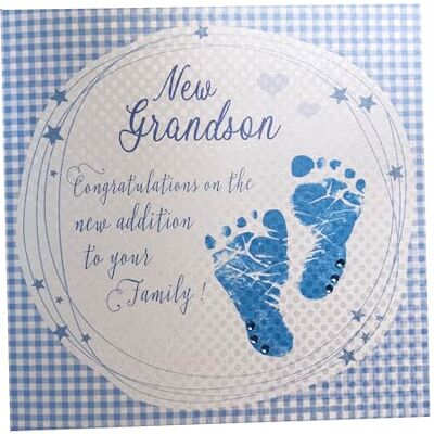 White Cotton Cards Code WB230 blau Neue Grandson Congratulations on The Neue Ergänzung zu ihrer Familie. Handgefertigt New Baby Karte White Cotton Cards Code WB230 blau Neue Grandson Congratulations on The Neue Ergänzung zu ihrer Familie. Handgefertigt New Baby Karte