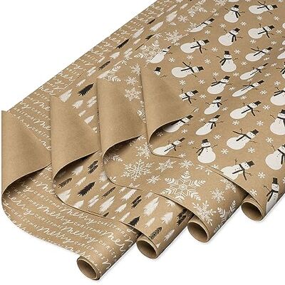 American Greetings 80 m² Kraftpapier-Set (Schneemänner) für Weihnachten und alle Feiertage (4 Rollen 76,2 cm x 2,4 m) American Greetings 80 m² Kraftpapier-Set (Schneemänner) für Weihnachten und alle Feiertage (4 Rollen 76,2 cm x 2,4 m)