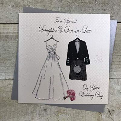 White Cotton Cards Schottische Karte mit Aufschrift to a Special Daughter and Son-in-Law on Your Wedding Day, handgefertigt, PS2 White Cotton Cards Schottische Karte mit Aufschrift to a Special Daughter and Son-in-Law on Your Wedding Day, handgefertigt, PS2
