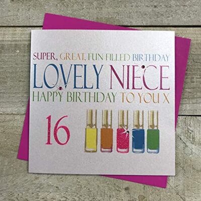 White Cotton Cards handgefertigt Super, tolles, Fun gefüllt Geburtstag Lovely Niece Happy Birthday to You 40,6 cm Neon Nagellacke 16. Geburtstag Karte, Weiß White Cotton Cards handgefertigt Super, tolles, Fun gefüllt Geburtstag Lovely Niece Happy Birthday to You 40,6 cm Neon Nagellacke 16. Geburtstag Karte, Weiß