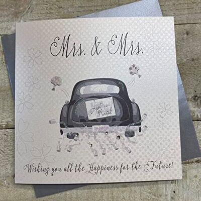 Weiße Handgemachte Hochzeitskarte - Partner & Auto Grußkarte Weiße Handgemachte Hochzeitskarte - Partner & Auto Grußkarte