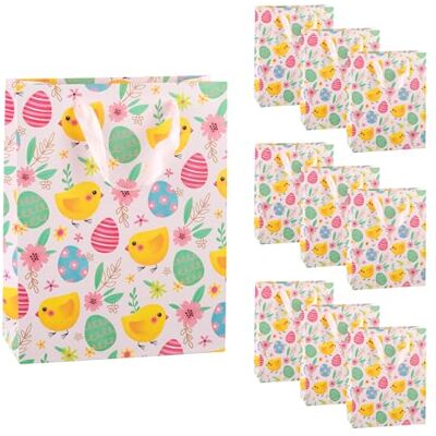 Idena 90539 Geschenktüten Ostern, 10 Stück, Geschenktaschen in der Größe 18 x 23 x 8 cm, bunte Papiertüten mit Ostereiern und Küken Idena 90539 Geschenktüten Ostern, 10 Stück, Geschenktaschen in der Größe 18 x 23 x 8 cm, bunte Papiertüten mit Ostereiern und Küken