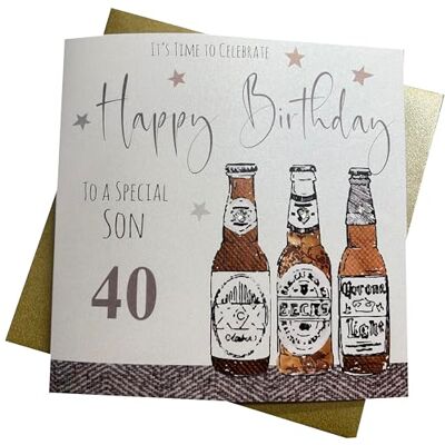 White Cotton Cards Code NBS40 Beers Special Son 40 IT 'S TIME to Celebrate Happy Birthday Zum 40. Geburtstag, handgefertigt White Cotton Cards Code NBS40 Beers Special Son 40 IT 'S TIME to Celebrate Happy Birthday Zum 40. Geburtstag, handgefertigt