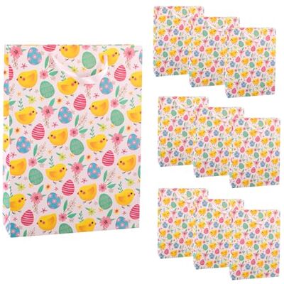 Idena 90538 Geschenktüten Ostern, 10 Stück, Geschenktaschen in der Größe 25 x 34,5 x 8,5 cm, bunte Papiertüten mit Ostereiern und Küken Idena 90538 Geschenktüten Ostern, 10 Stück, Geschenktaschen in der Größe 25 x 34,5 x 8,5 cm, bunte Papiertüten mit Ostereiern und Küken