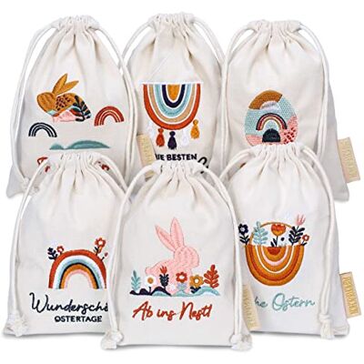 Papierdrachen 6 Leinensäckchen mit Bestickung Osterverpackung Geschenkverpackung Tischdeko Stoffsäckchen zu Ostern Boho 13x18 cm Set 2 Papierdrachen 6 Leinensäckchen mit Bestickung Osterverpackung Geschenkverpackung Tischdeko Stoffsäckchen zu Ostern Boho 13x18 cm Set 2