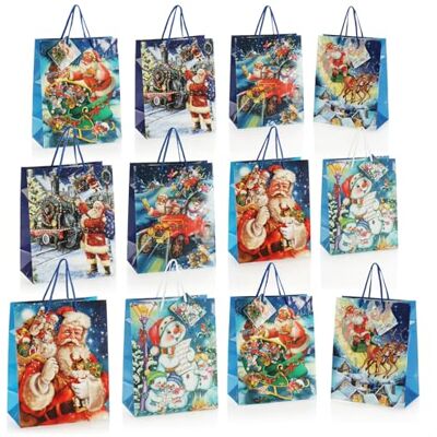 com-four ® 12x Geschenktüte für Weihnachten, Nikolaus und Advent Geschenkverpackung 23cm / M Geschenktasche mit Weihnachtsmotiven Geschenkbeutel aus Papier com-four ® 12x Geschenktüte für Weihnachten, Nikolaus und Advent Geschenkverpackung 23cm / M Geschenktasche mit Weihnachtsmotiven Geschenkbeutel aus Papier
