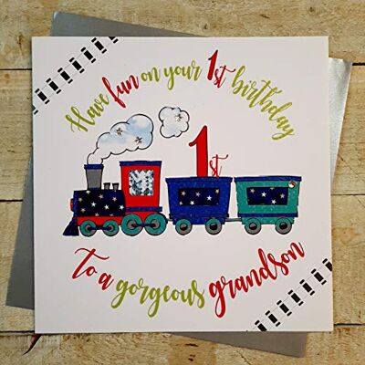 White Cotton Cards xr41 groß "Have Fun On Your 1st Birthday to A Gorgeous Grandson" handgefertigt Karte White Cotton Cards xr41 groß "Have Fun On Your 1st Birthday to A Gorgeous Grandson" handgefertigt Karte